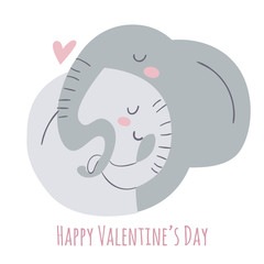 Vector flat style illustration with love and elephants.