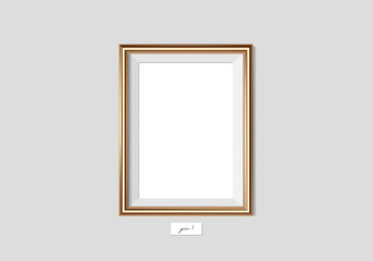 Golden frame on the wall. Vector EPS10 illustration. Wall frame mock-up.