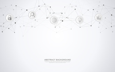 Geometric abstract background with connected dots and lines. Global network concept and communication technology.