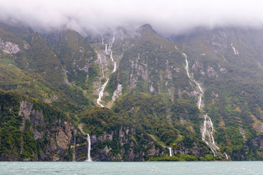 View from boat on Milford Sound, South Island, New Zealand