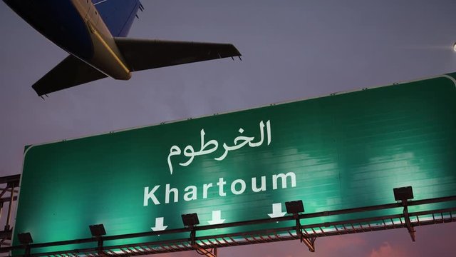 Airplane Take off Khartoum during a wonderful sunrise