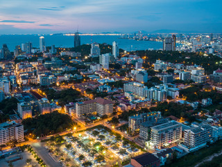 Night shot of the skyline of Pattaya, Thailand