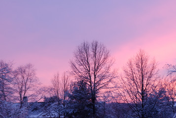 Fototapeta na wymiar Sunset after a Snowstorm