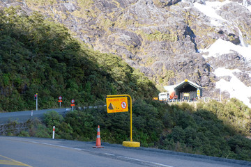 Homer Tunnel entrance on State Highway 94, the road to Milford Sound in New Zealand's Fjordland National Park.