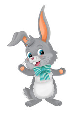cartoon happy easter rabbit on white background - illustration for children