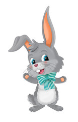 Fototapeta na wymiar cartoon happy easter rabbit on white background - illustration for children