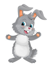cartoon happy easter rabbit on white background - illustration for children