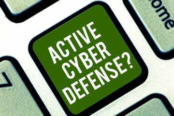 Word writing text Active Cyber Defensequestion. Business concept for acting in anticipation to...