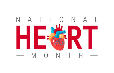National heart month concept in flat style