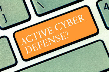 Writing note showing Active Cyber Defensequestion. Business photo showcasing acting in anticipation...