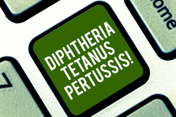 Word writing text Diphtheria Tetanus Pertussis. Business concept for vaccines against three...