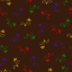 colorful flowers on a dark brown background