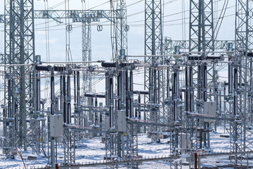 Obraz premium Increase in the cost of electricity. Distribution electric substation.