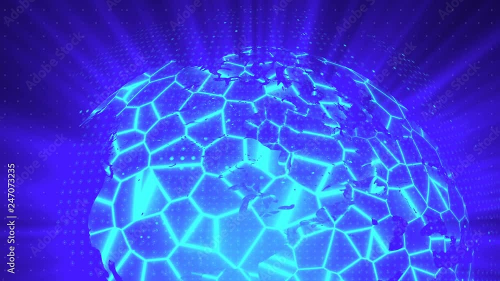 Poster glass globe distortion digital background loop, abstract 3d rendering, computer generated backdrop