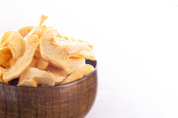 Dried Apple in a Wooden Bowl