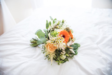 Beautiful wedding bouquet with various flowers