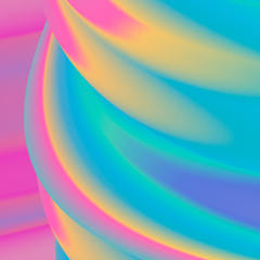 Bright colorful abstract background. Liquid color flow. Wavy 3d backdrop. Fluid gradient waves. Trendy vector illustration. Easy to edit template for your design projects.
