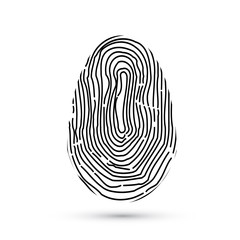 Fingerprint vector icons isolated on write with shadow. Biometric technology for person identity. Security access authorization system. Electronic signature. Black finger print. Easy to edit template.