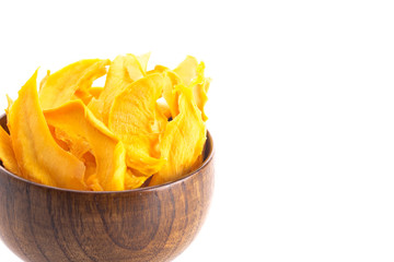 A Bowl of Mango Slices on a White Background