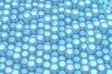 3d rendering, blue hexagonal background