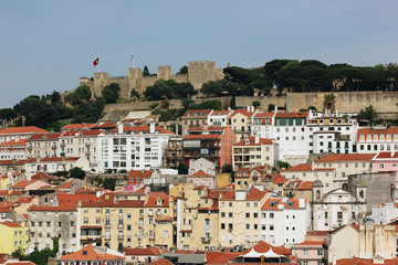 Fototapeta na wymiar Panoramic aerial view of Lisbon