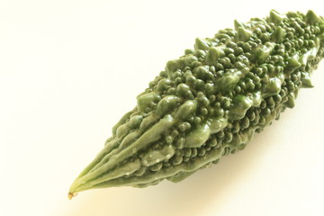 Freshness bitter melon on white background
