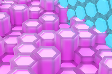 Obraz na płótnie Canvas 3d rendering, blue hexagonal background