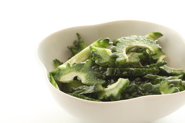 Freshness bitter melon on white background