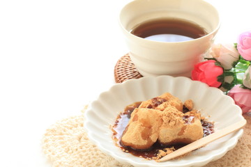 Japanese food, sweet black honey and mochi