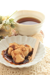 Japanese food, sweet black honey and mochi