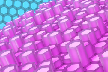 3d rendering, blue hexagonal background
