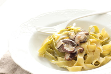 Mushroom and cheese fettucine