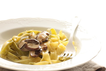 Mushroom and cheese fettucine