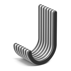 Black and white layered font Letter J 3D