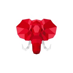 elephant head logo geometric lowpoly vector illustration