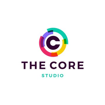 c letter logo core vector icon