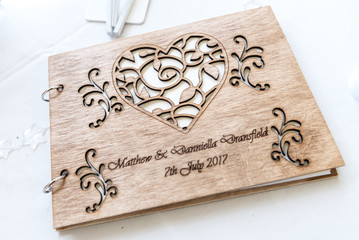 wooden wedding guest book