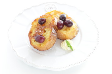 Homemade honey French toast served with grape
