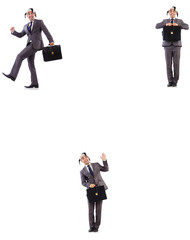 Funny clown businessman with briefcase 