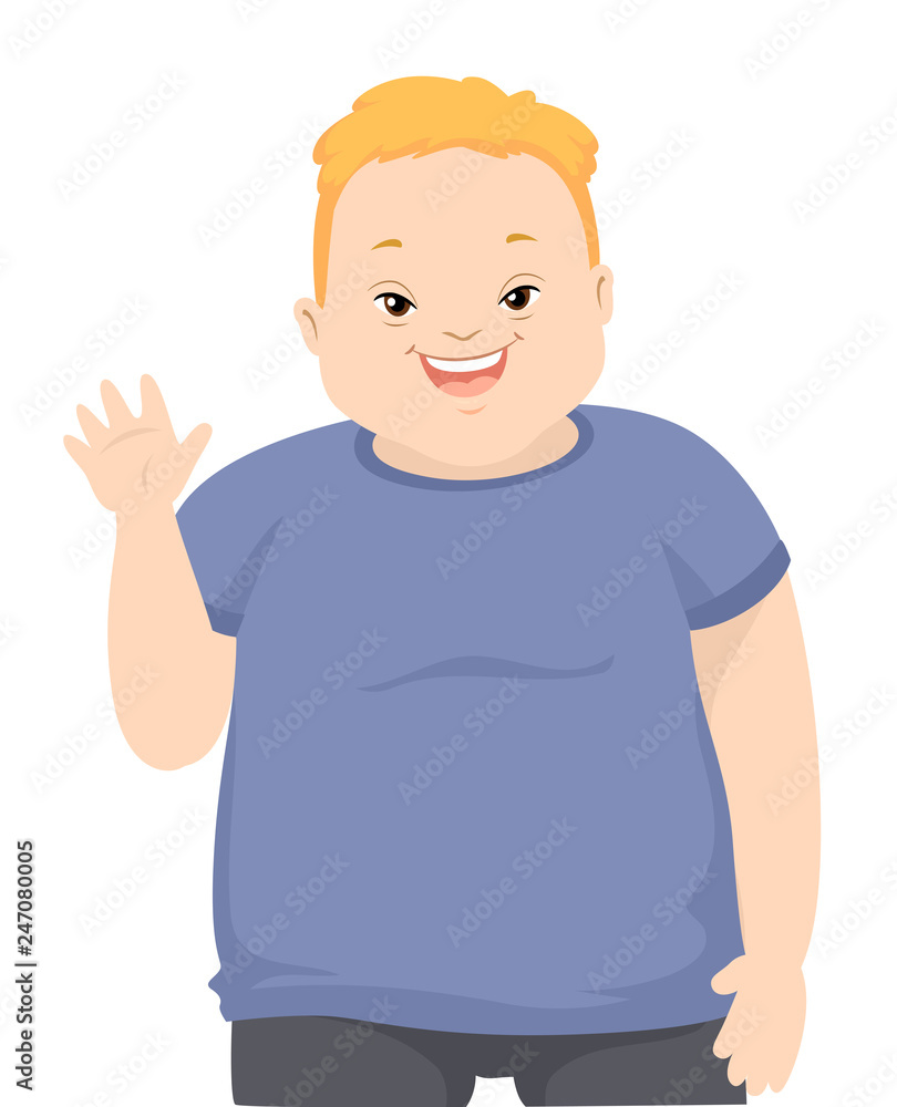 Poster teen boy down syndrome wave illustration