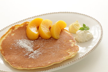 Peach and cheese Pan cake for breakfast image