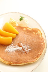 Peach and cheese Pan cake for breakfast image
