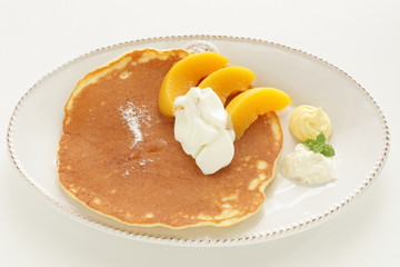 Peach and cheese Pan cake for breakfast image
