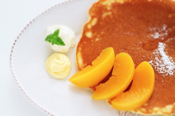 Peach and cheese Pan cake for breakfast image