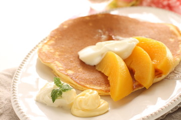 Peach and cheese Pan cake for breakfast image