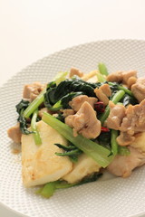 Chinese food, tofu and pork stir fried