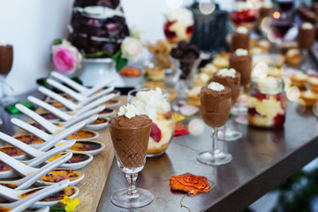 various desserts on buffet
