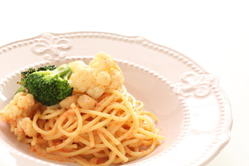 Japanese Mentaiko fish roe and Cauliflower pasta