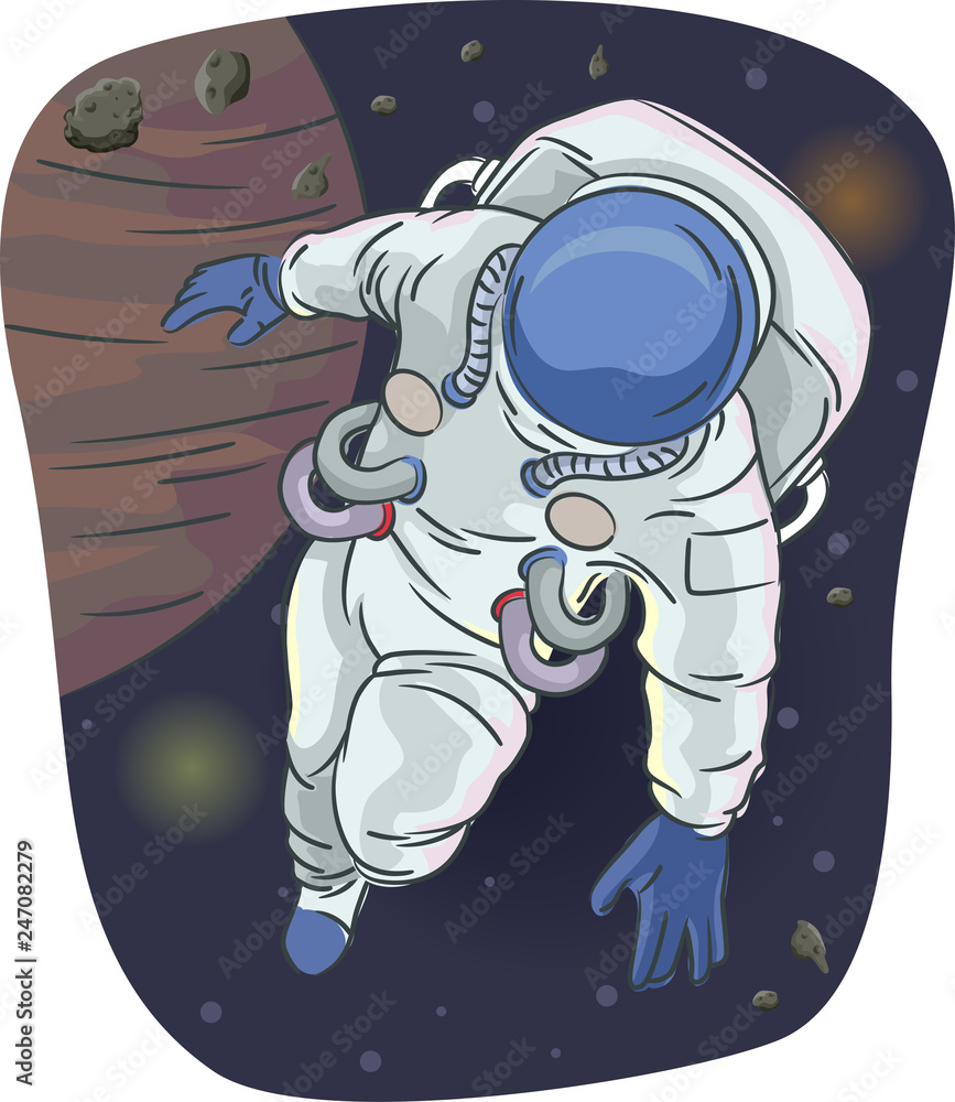 Poster astronaut outer space illustration