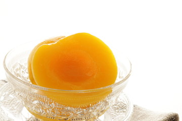 Canned food, peach and syrup